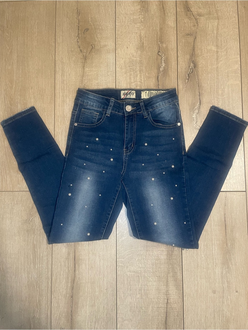 Navy Skinny Jeans with Silver Studs